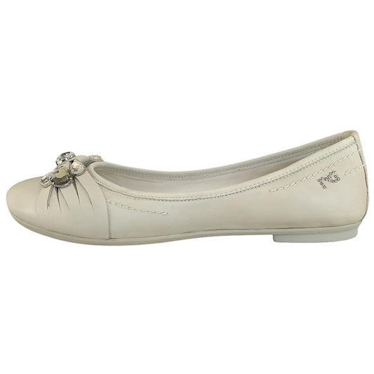 Ballerine NeroGiardini P207072D Vera Pelle, Bianco Beige Ghana Safari con Cristalli Argento