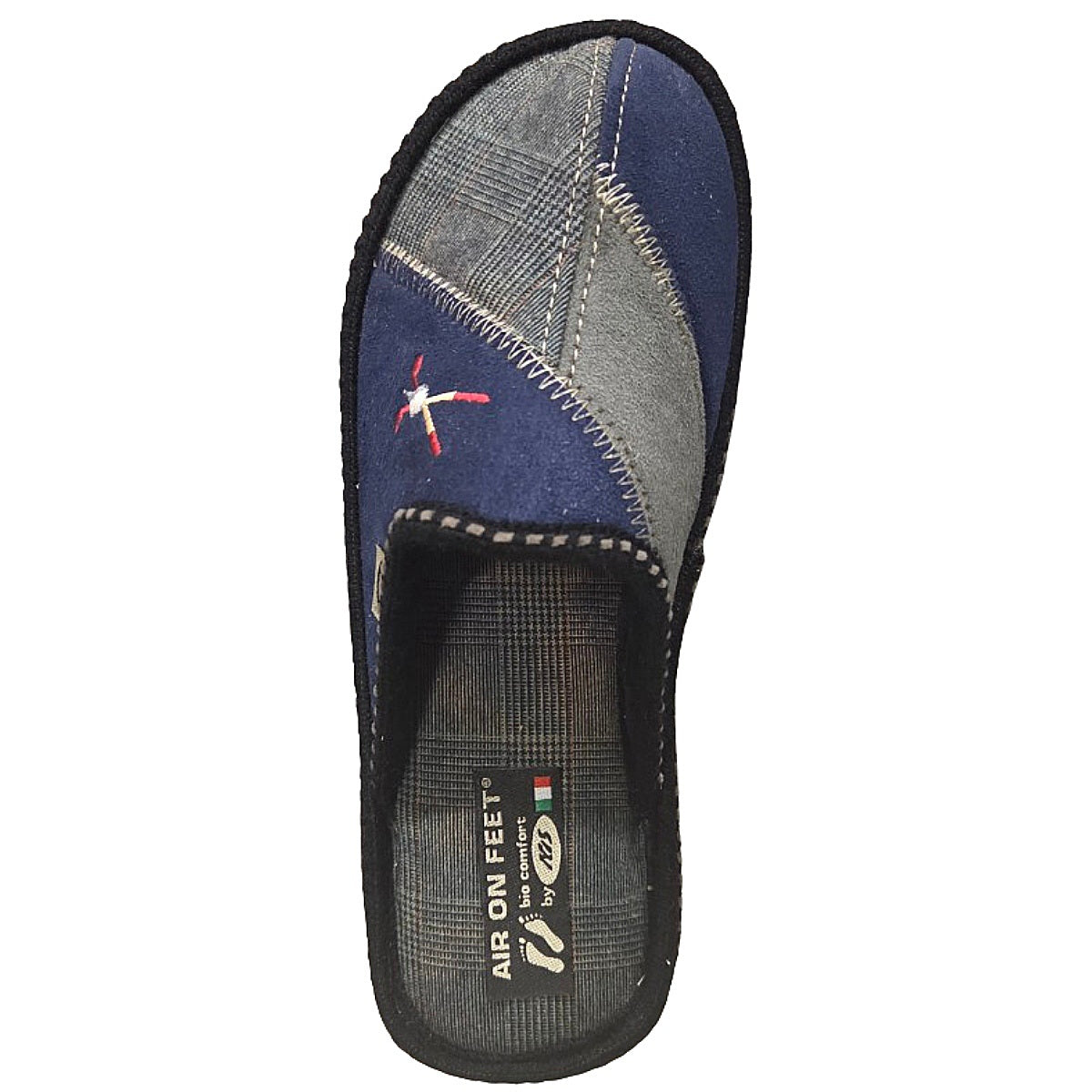 NIS Air On-Feet Pantofole Unisex in Velour Caldo, Blu e Grigio