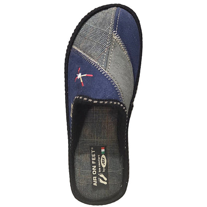NIS Air On-Feet Pantofole Unisex in Velour Caldo, Blu e Grigio