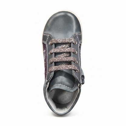 Scarpe da bambina Nero Giardini con zip, glitter cangianti, Vera Pelle - 23 EU