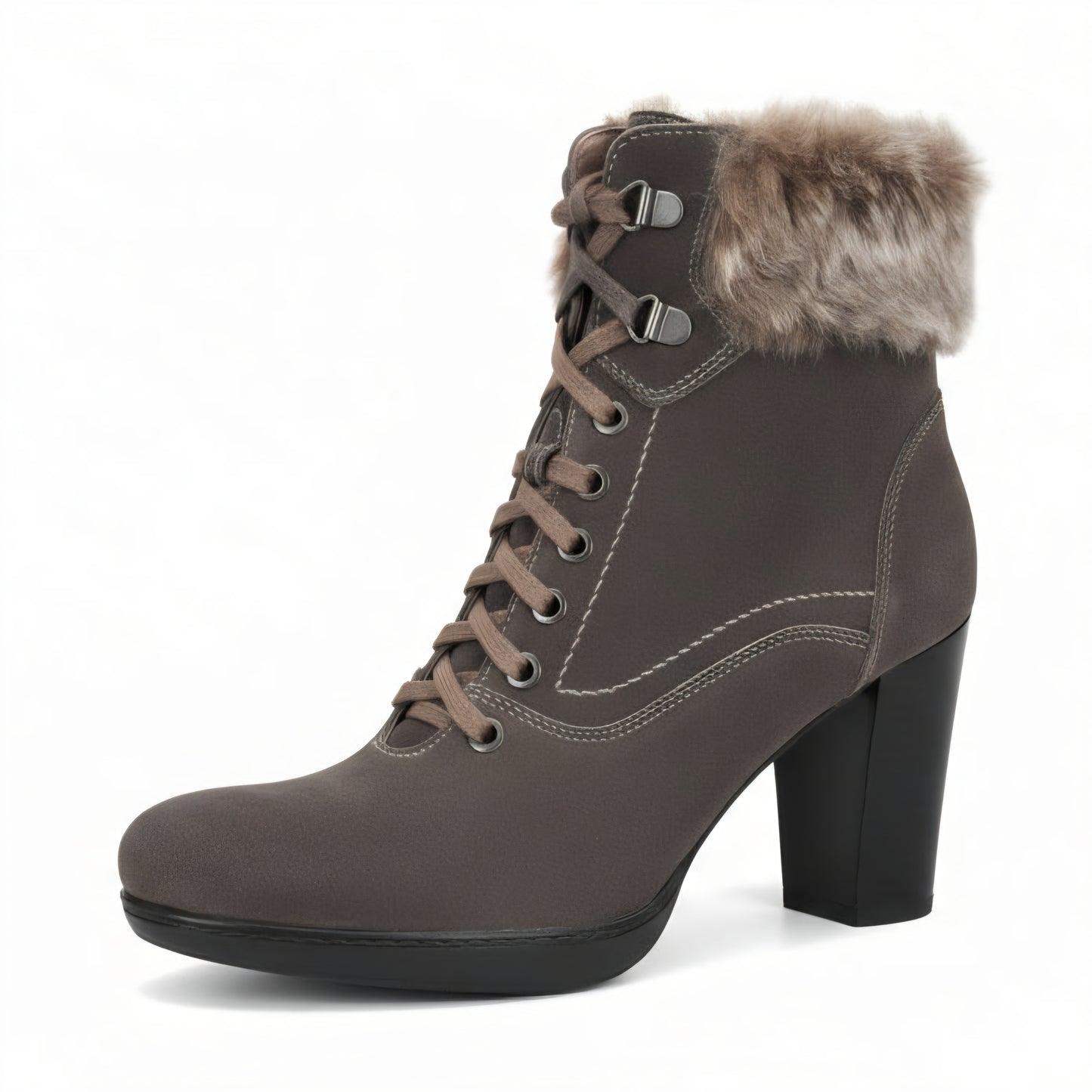 Nero Giardini Stivaletti Eleganti con Pelliccia Donna, A106501D, Vera Pelle, Grigio Antracite