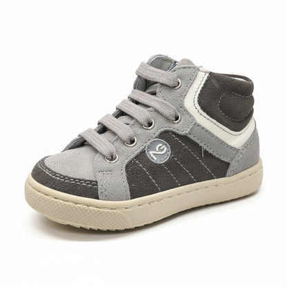 Sneakers Bambini, Nero Giardini, A423290M, Vera Pelle Scamosciata, Zip, Grigio Carbone Fumo
