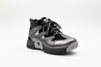 Sneakers bambina La Giostra 320 Nero e Grigio, Vera Pelle, 28 EU