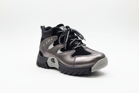 Sneakers bambina La Giostra 320 Nero e Grigio, Vera Pelle, 28 EU