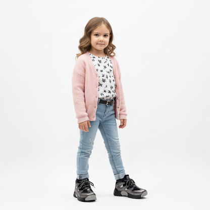 Sneakers bambina La Giostra 320 Nero e Grigio, Vera Pelle, 28 EU