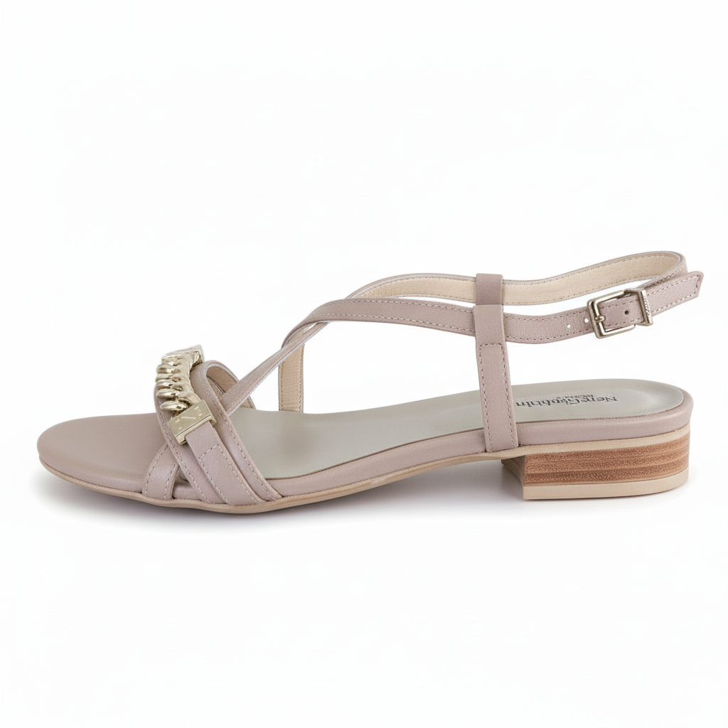 Sandali Donna Nero Giardini, Beige, Vera Pelle, Catena Oro, 38 IT