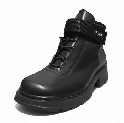 Scarponi KUBO, Vera Pelle, Nero, con Elastico, Lacci e Strap - 34 EU