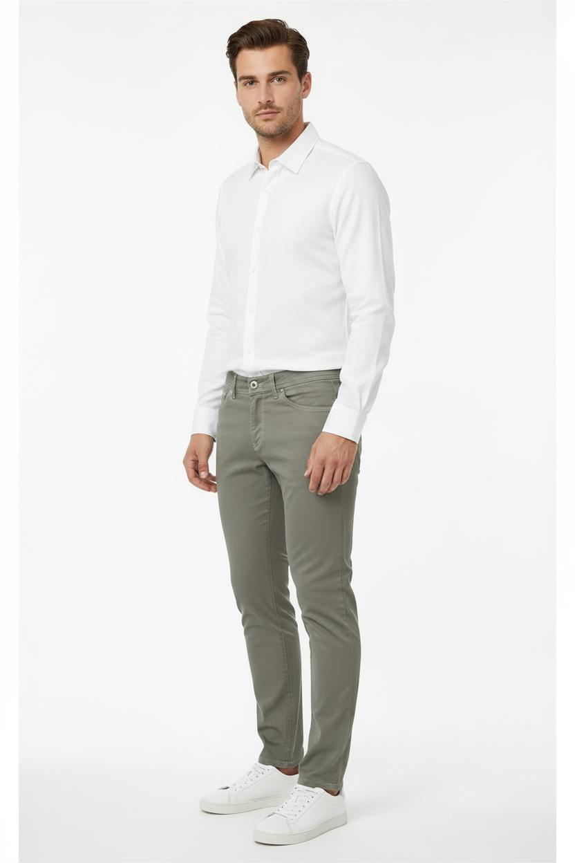 Pantaloni Uomo Nero Giardini, Grigio, Gabardina, Tasche, 46 IT