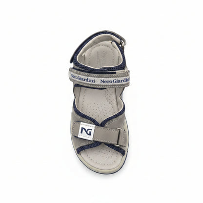 Sandali Bambino Nero Giardini Junior in Vera Pelle – Grigio Avio e Blu