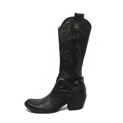 Stivali camperos texani, NeroGiardini, 00201, Donna, Vera Pelle, Nero, 38 EU