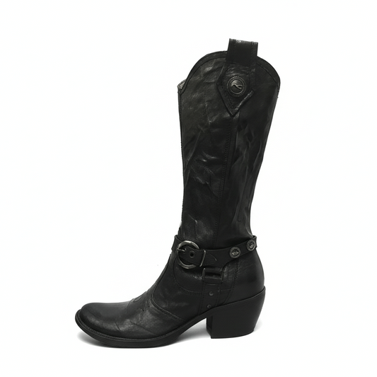 Stivali camperos texani, NeroGiardini, 00201, Donna, Vera Pelle, Nero, 38 EU