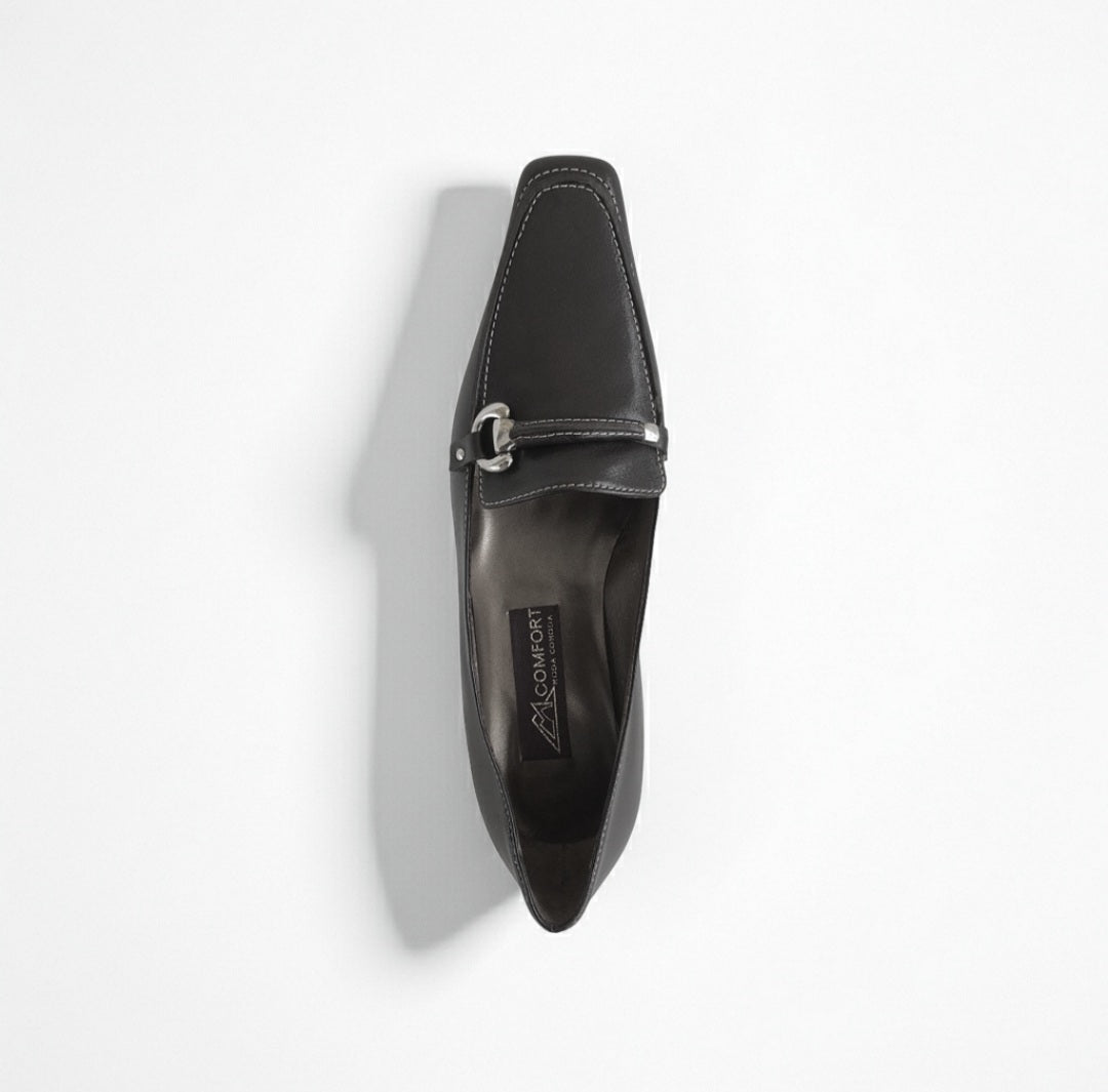 Mocassini Donna Comfort 1087 Vera Pelle Nero