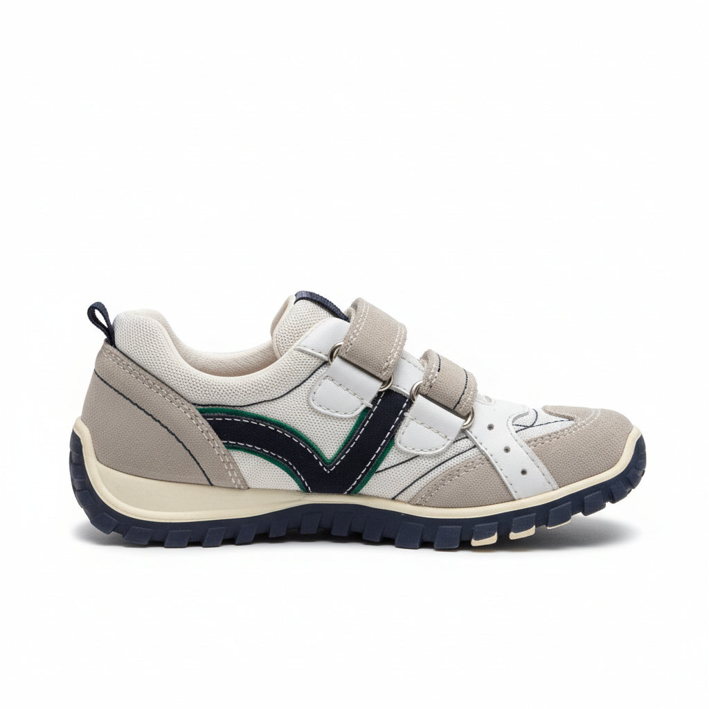 Sneakers Bambino PRIMIGI Beige, Blu, Verde, Vera Pelle, Chiusura a strappo