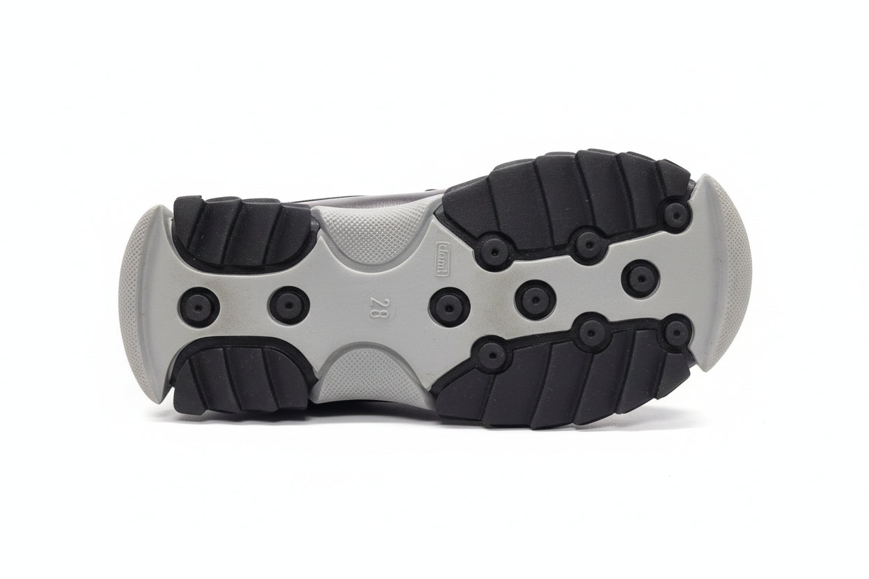 Sneakers bambina La Giostra 320 Nero e Grigio, Vera Pelle, 28 EU