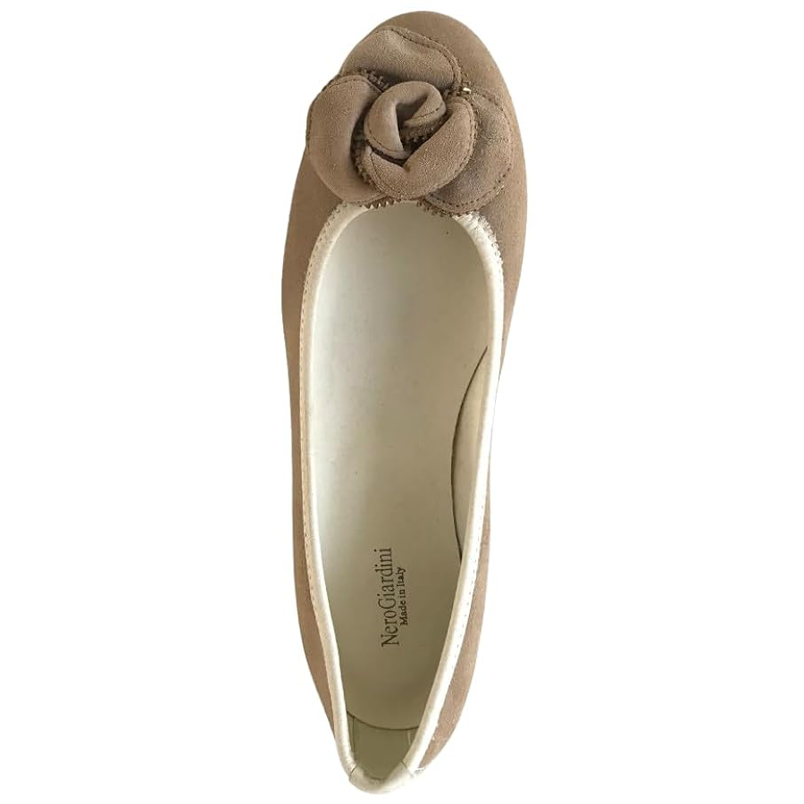 Ballerine NeroGiardini Tacco Basso camoscio Beige con riporti in Pelle