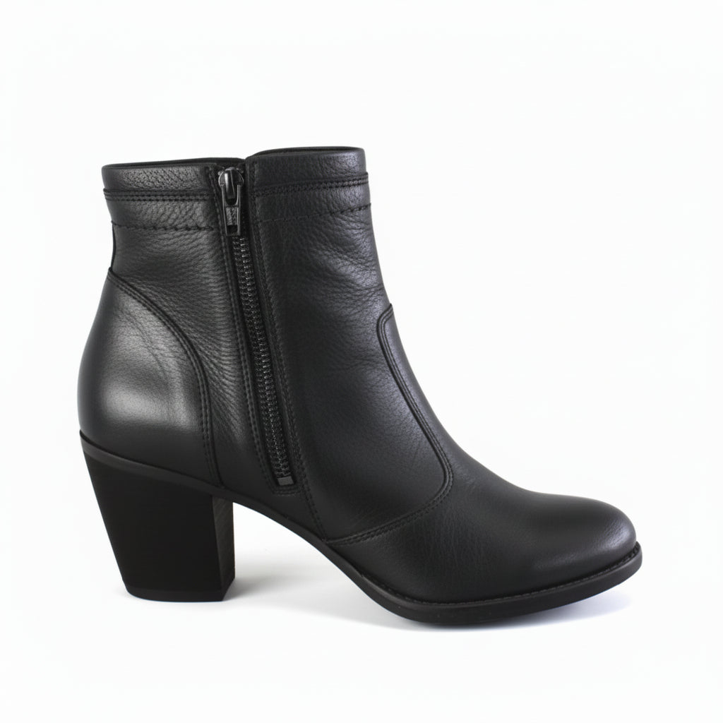 Stivaletti Neri Donna NeroGiardini A615980D - Tacco 6 cm, Vera Pelle, Cerniera Laterale - Numero 37