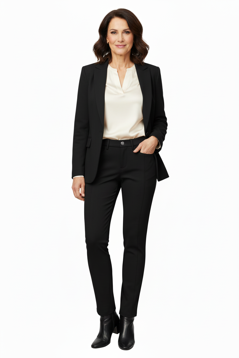 Pantaloni elasticizzati da donna Nero Giardini, Nero, bottone gioiello, Taglia 40 EU