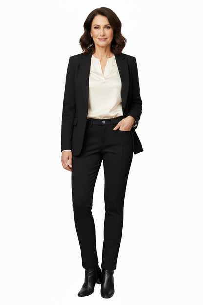 Pantaloni elasticizzati da donna Nero Giardini, Nero, bottone gioiello, Taglia 40 EU