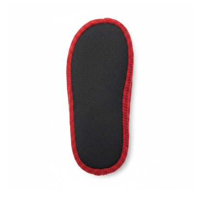 Pantofole lana rossa con foderna sherpa bianca pompom Gladys Home, 40/41