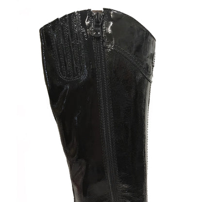 Stivali Texani Donna Nero Giardini, 00576, Vera Pelle Naplak in Vernice, Nero