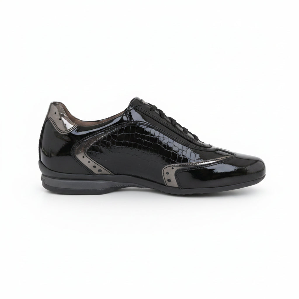 Sneakera NeroGiardini Donna A90059 Vera Pelle Naplak Vernice Nero e Bronzo - 37