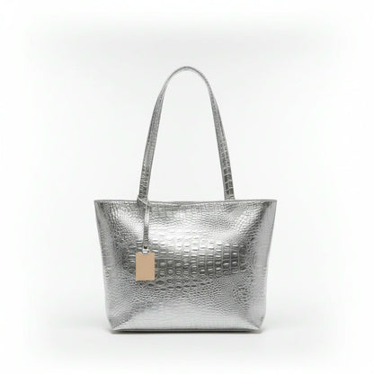 Borsa Donna Argento Stampa Cocco Grande