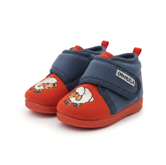Pantofole Bambini Emanuela Blu Avio Arancio, 20
