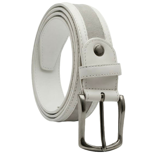 NeroGiardini Cintura da Uomo in Vera Pelle, Bianco e Grigio