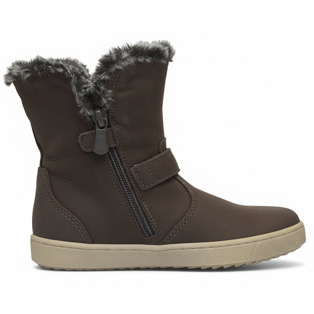 NeroGiardini Stivali Chukka Bambina, Antracite, bordo in pelliccia, con zip, A330220F