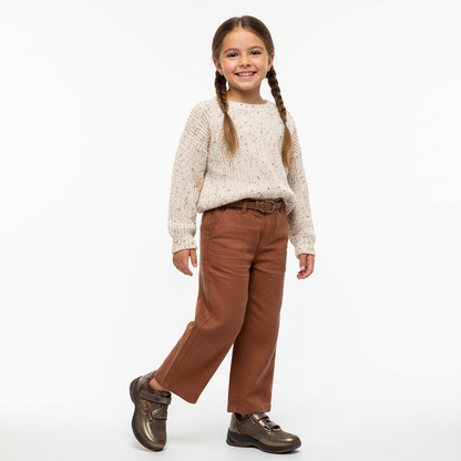 Sneakers NeroGiardini da Bambina con Strappo, Vera Pelle, Marrone Bronzo Monogram, 31 EU