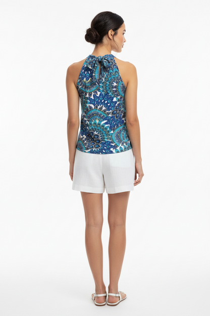 Blusa Estiva Donna Nero Giardini, Blu, Azzurro, Verde Acqua, Fantasia