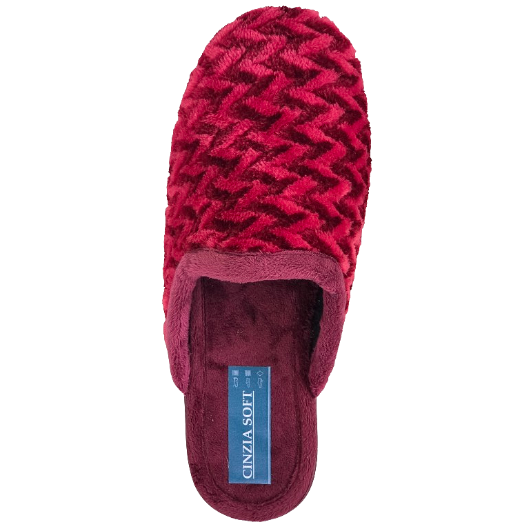 Cinzia Soft ED13018 Pantofole Donna, Velour Bordeaux, Comfort con Suola Ergonomica