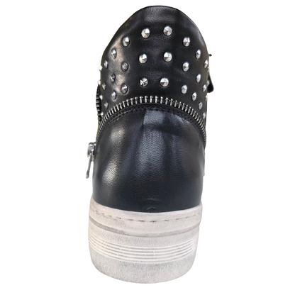 Sneakers Donna NeroGiardini A513500D, Vera Pelle, con lacci e zip, borchie