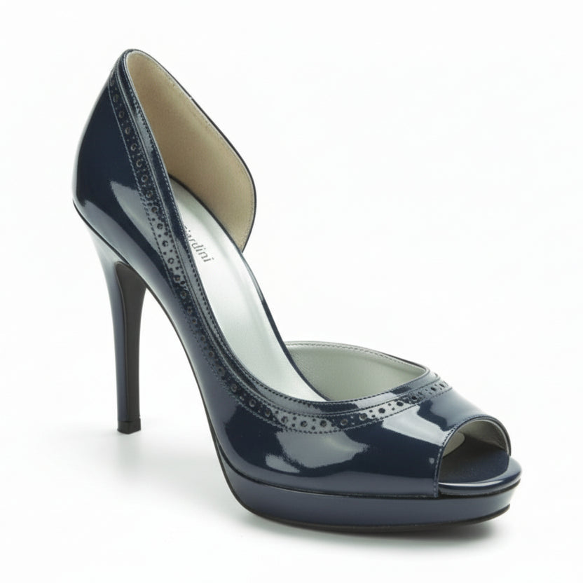Décolleté Spuntate, Nero Giardini, Open Toe, Blu Ottanio, Vernice
