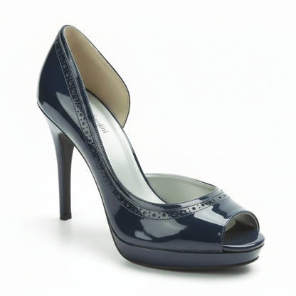 Décolleté Spuntate, Nero Giardini, Open Toe, Blu Ottanio, Vernice
