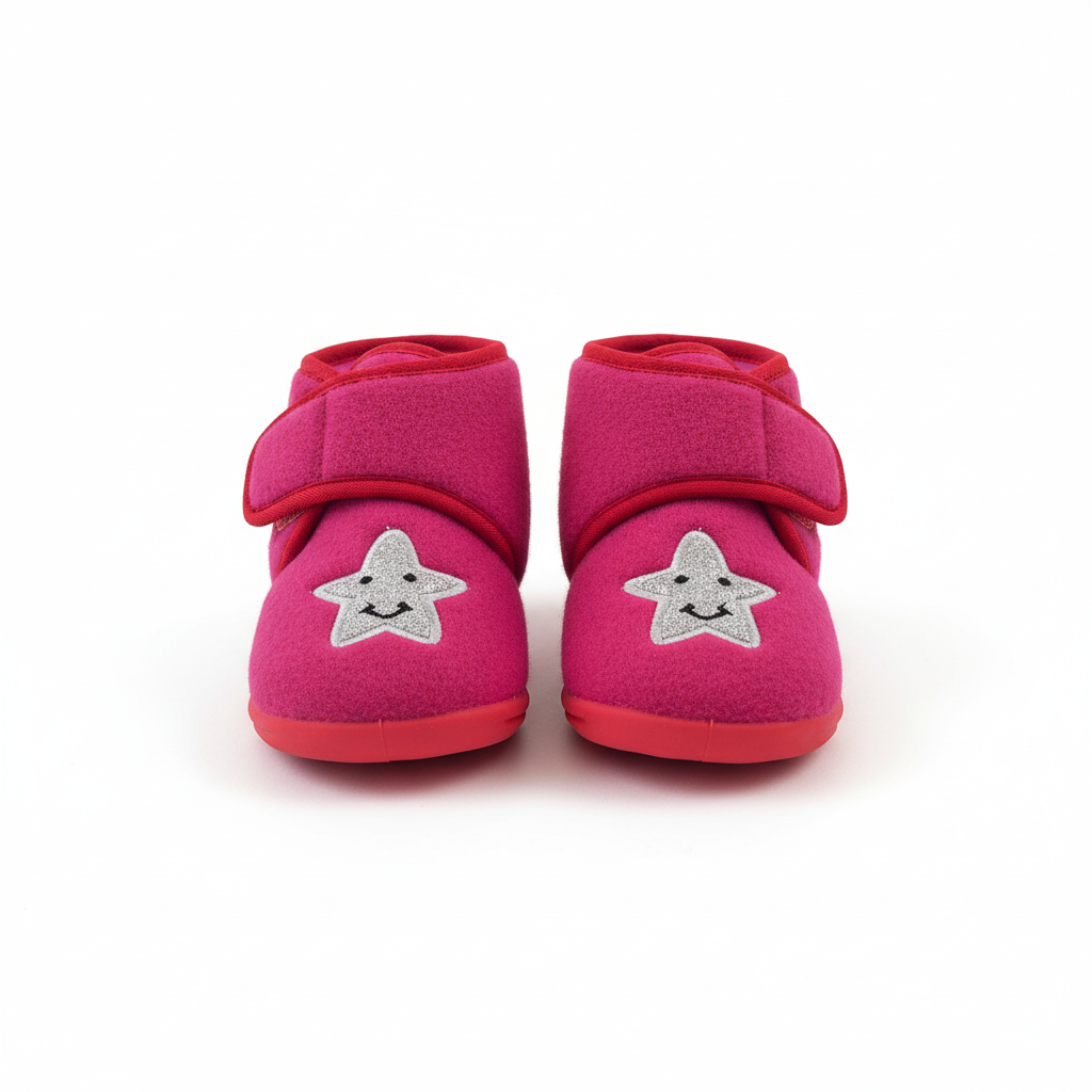Pantofole Bambina, 28, Rosa Viola con stella argento glitter