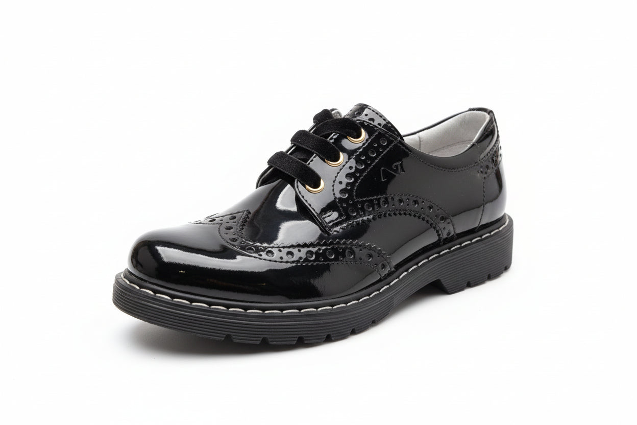 Scarpa inglesina da bambina Nero Giardini A528231F Diamond Nero, Vera Pelle Lucida