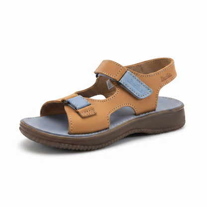 Sandali Bambini BlueKids in Vera Pelle – Beige e Azzurro Taglia 35