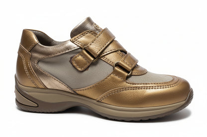 Sneakers NeroGiardini Beige e Bronzo con strappo - 26
