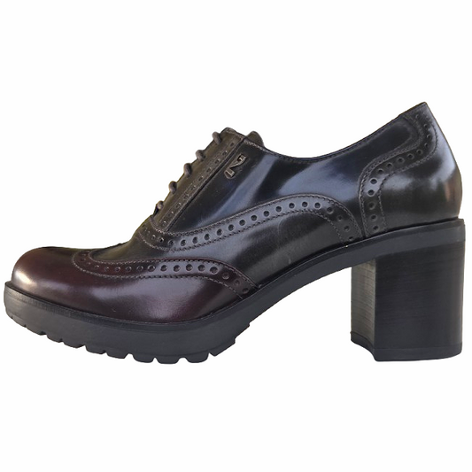 Scarpe Francesine Donna NeroGiardini A616491D Tacco a blocco e plateau, Vera Pelle Abrasivato, Bordeaux, Antracite, Blu - Numero 37 (EU)