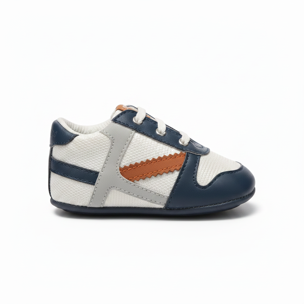 Sneakers Chicco Bimbo Tela e Pelle Blu Bianco Arancio
