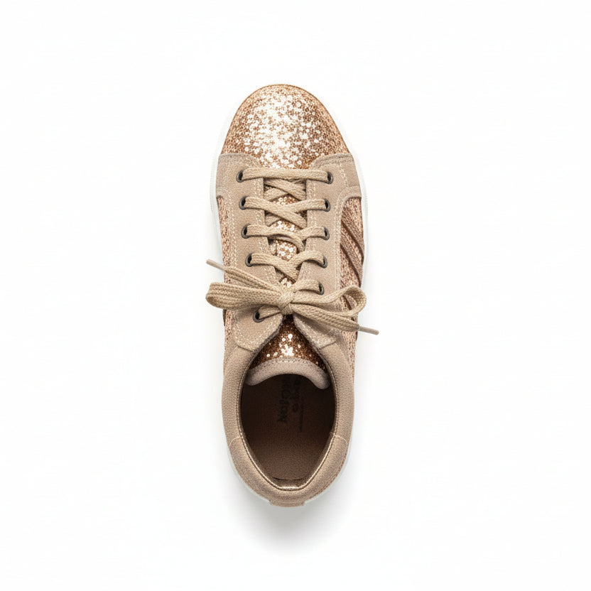 Sneakers da bambina Glitter Oro Nero Giardini 26122, Vera Pelle Beige - 30 EU