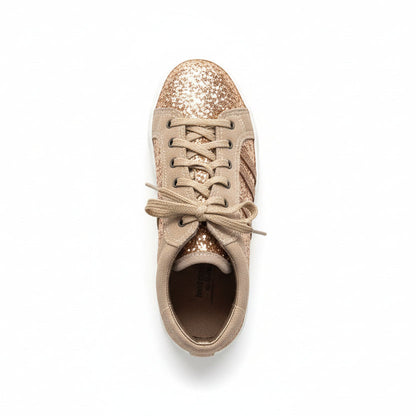 Sneakers da bambina Glitter Oro Nero Giardini 26122, Vera Pelle Beige - 30 EU