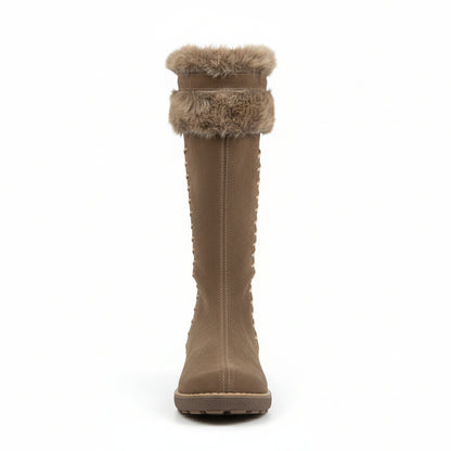 Stivali Tortora Beige, con inserti in Pelliccia, Vera Pelle, Cricket 3204