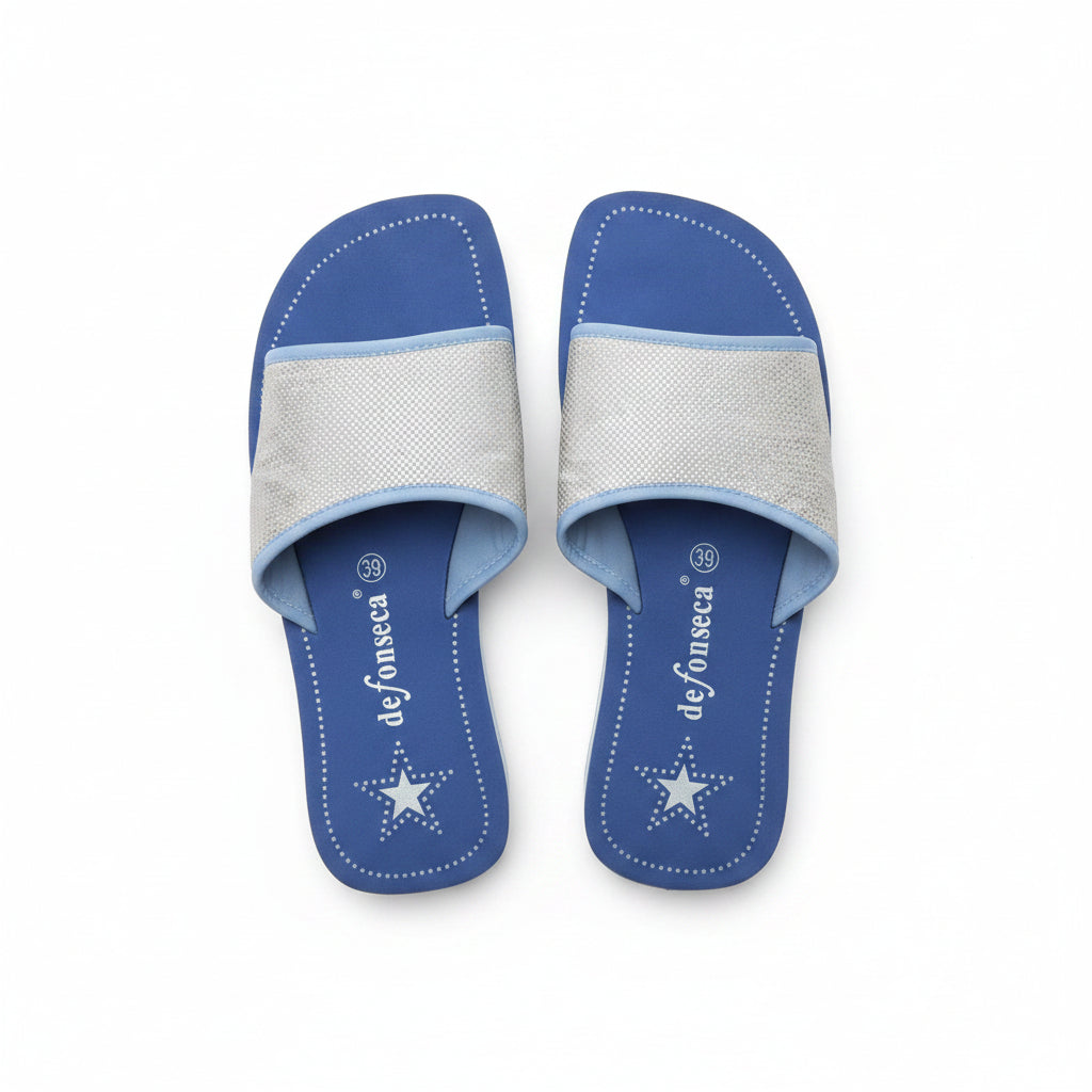Ciabatte Mare Donna De Fonseca Fascia Cangiante – Blu Argento Taglia 39