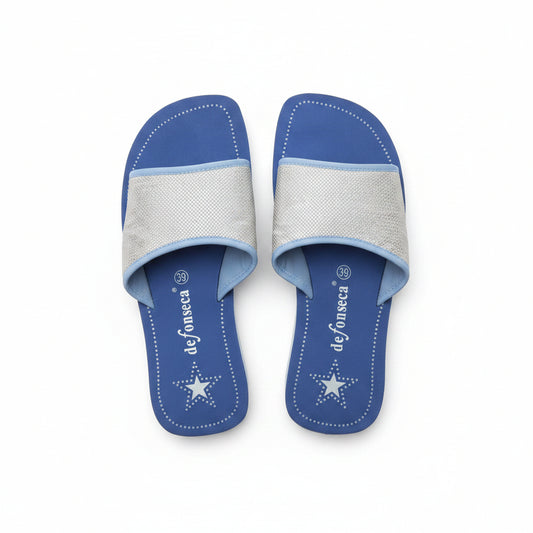 Ciabatte Mare Donna De Fonseca Fascia Cangiante – Blu Argento Taglia 39
