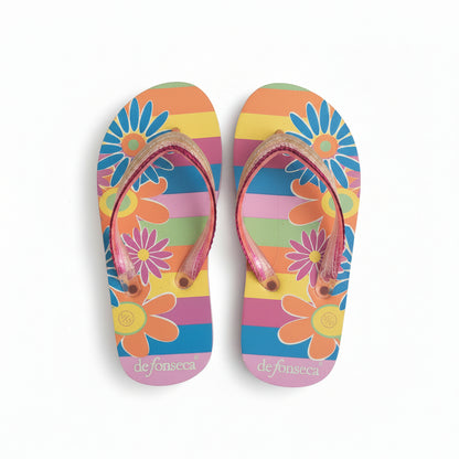 Infradito Mare Bambina De Fonseca Floreale con Paillettes – Taglia 31/32