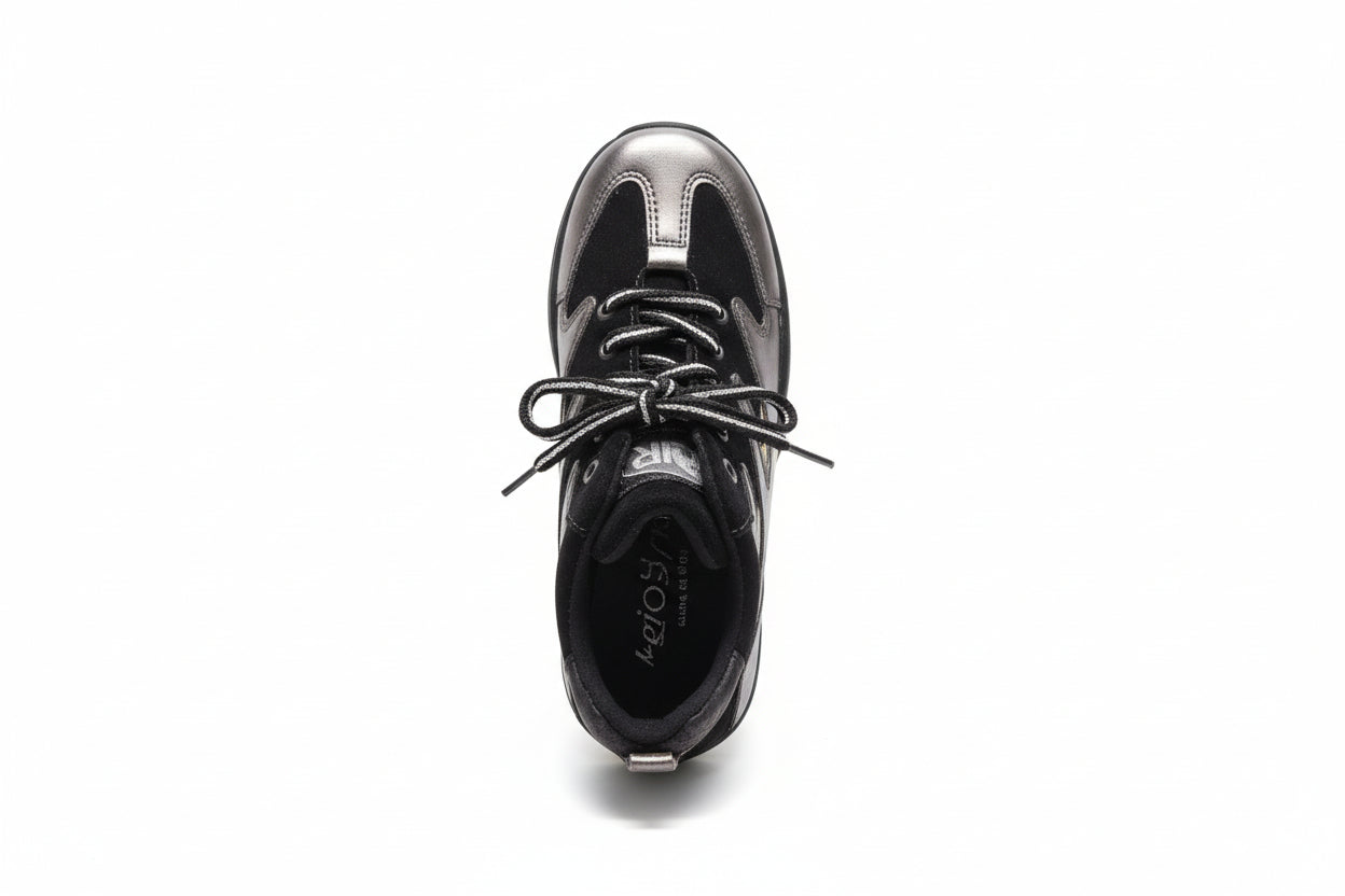 Sneakers bambina La Giostra 320 Nero e Grigio, Vera Pelle, 28 EU