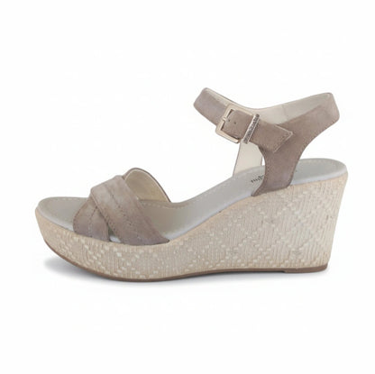 Sandali donna Nero Giardini, Vera Pelle, Beige Castoro, 39 IT, P410680D, Zeppa