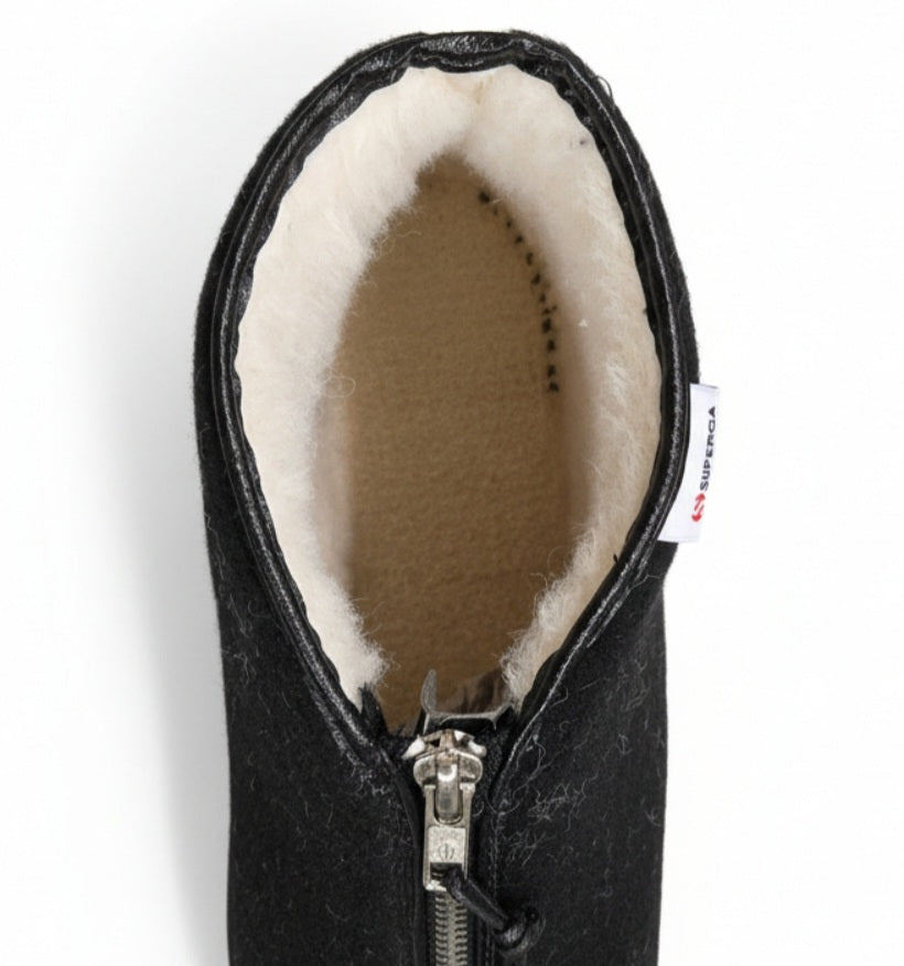 Pantofole Calde SUPERGA in Lana con Pelo Morbido all'interno, Nero, Fondo Antiscivolo, Inverno - 44 EU
